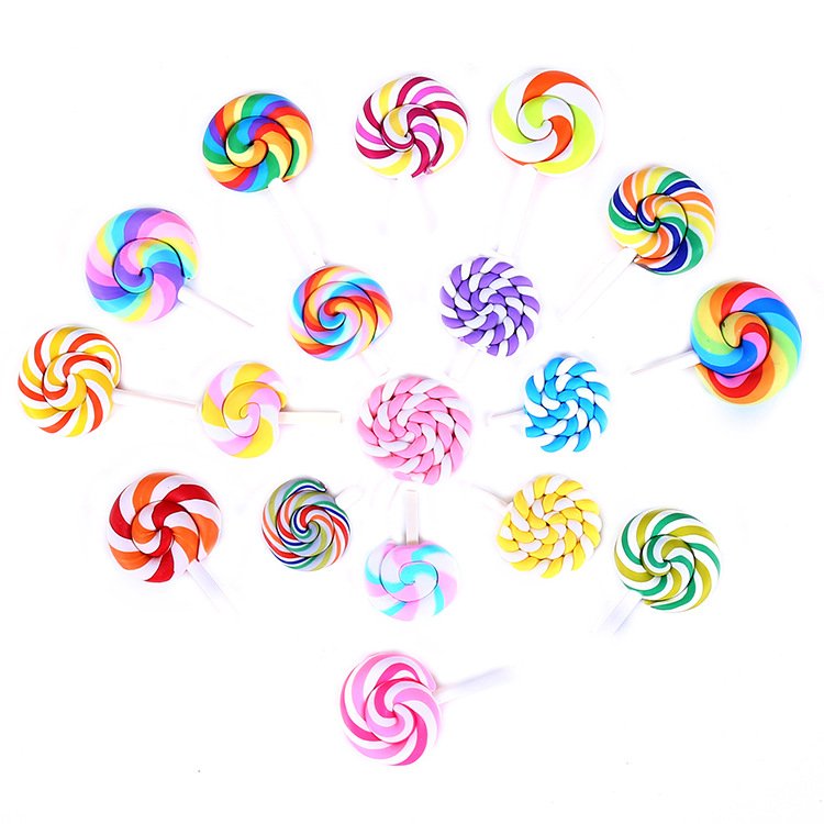 Rainbow Pottery Clay Lollipop Series Miniatures Scrapbooking Supplies Flatback Cabochon Material Embellishment DIY Jewelry