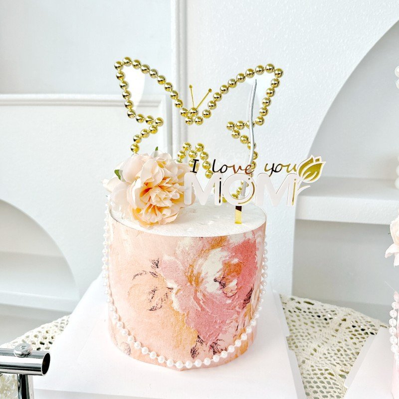 Hot Selling Butterfly Cake Party Supplies Pearl Wedding Valentines Happy Birthday Decoration Cake Topper