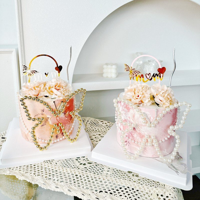 Hot Selling Butterfly Cake Party Supplies Pearl Wedding Valentines Happy Birthday Decoration Cake Topper