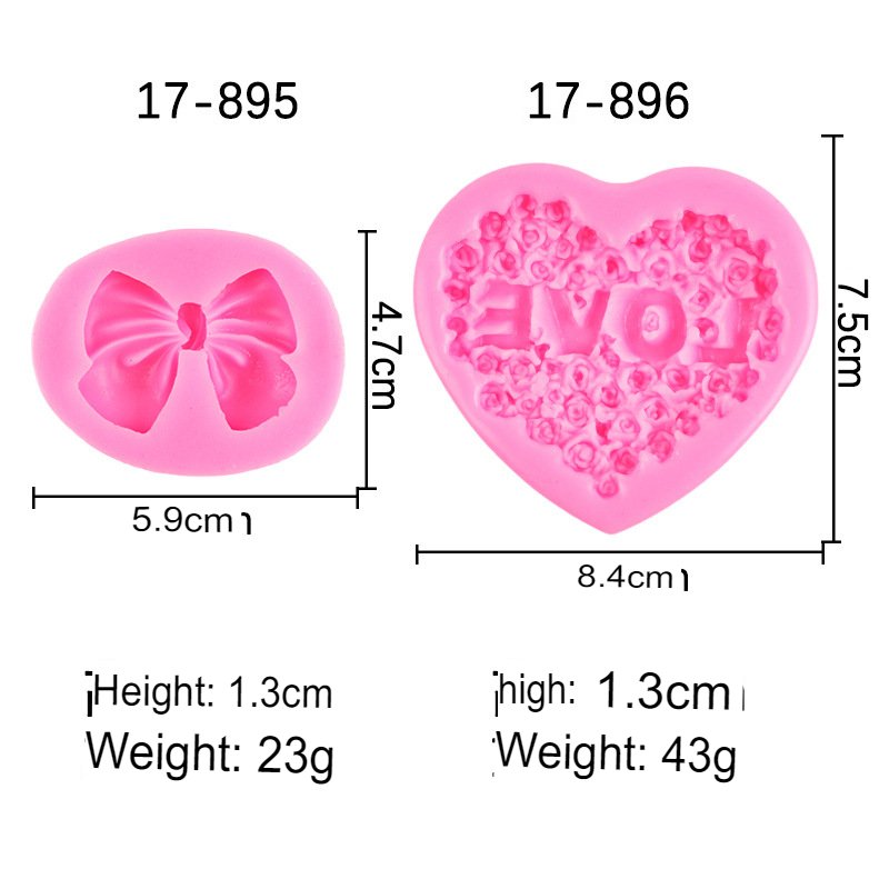 1pcs LOVE Flower Love Bow Silicone Mold Valentine's Day Rose Chocolate Cake Mold Cake Decoration Supplies Baking Tools Wholesale