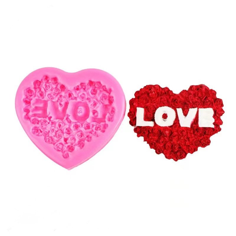 1pcs LOVE Flower Love Bow Silicone Mold Valentine's Day Rose Chocolate Cake Mold Cake Decoration Supplies Baking Tools Wholesale