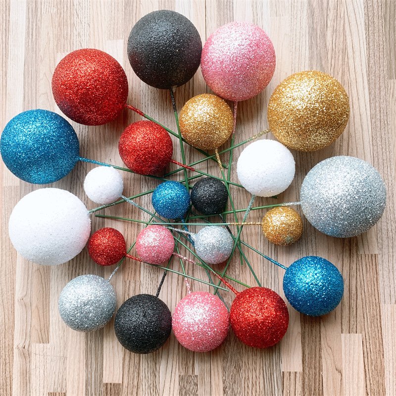 2024 hot selling ins style Faux glitter foam ball for birthday cake decorative for factory supplier wholesale