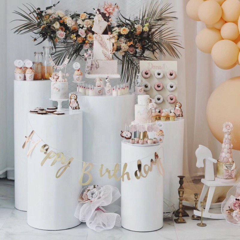 Decoration Cylinder Cake Stand White Flower Column Dessert Table For Birthday Party Wedding Decoration