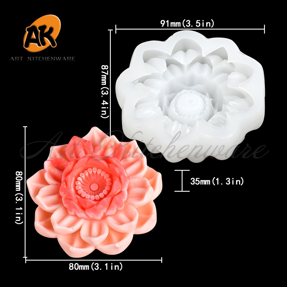 AK Wholesale Lotus Handmade Soap Plaster Silicone Mould for 3d Candles Mold Flower Silicone Fondant Pastry Cake Decorating Molds