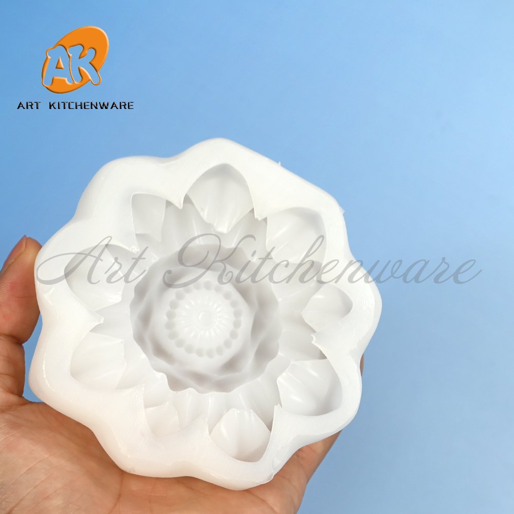 AK Wholesale Lotus Handmade Soap Plaster Silicone Mould for 3d Candles Mold Flower Silicone Fondant Pastry Cake Decorating Molds
