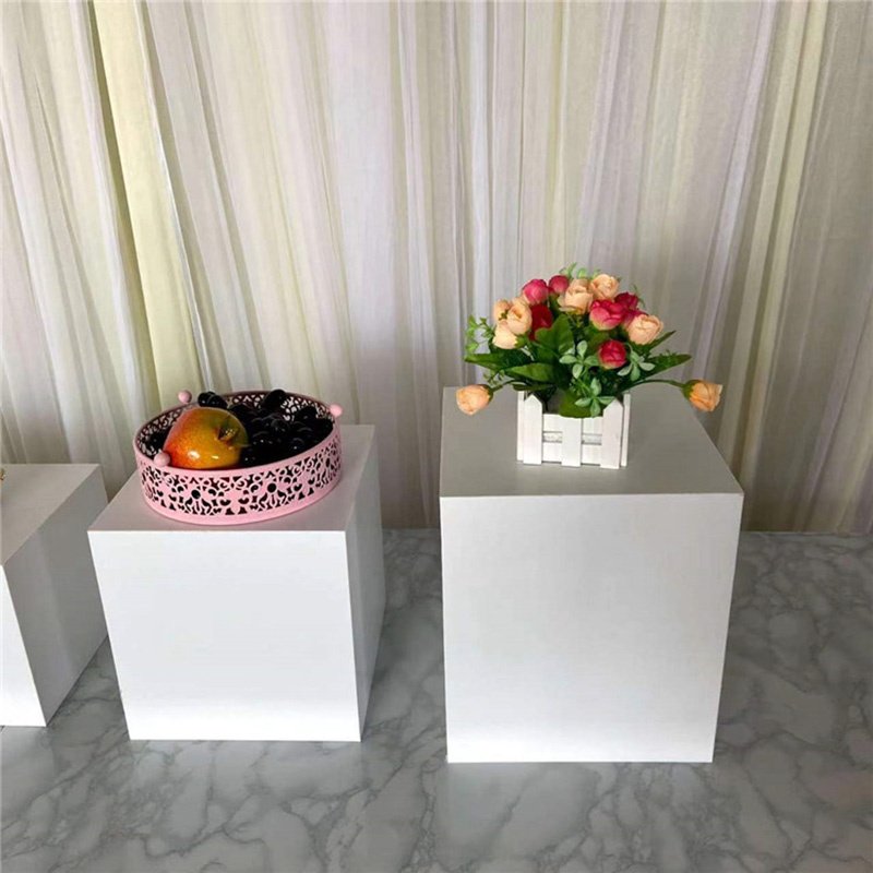 Gaojian Factory White Buffet Acrylic table Riser Cube Display Nesting Risers Dessert Cake Stand Square Pedestal Box Food Riser
