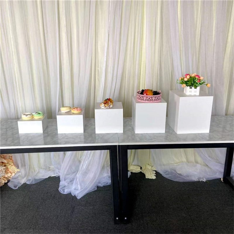 Gaojian Factory White Buffet Acrylic table Riser Cube Display Nesting Risers Dessert Cake Stand Square Pedestal Box Food Riser