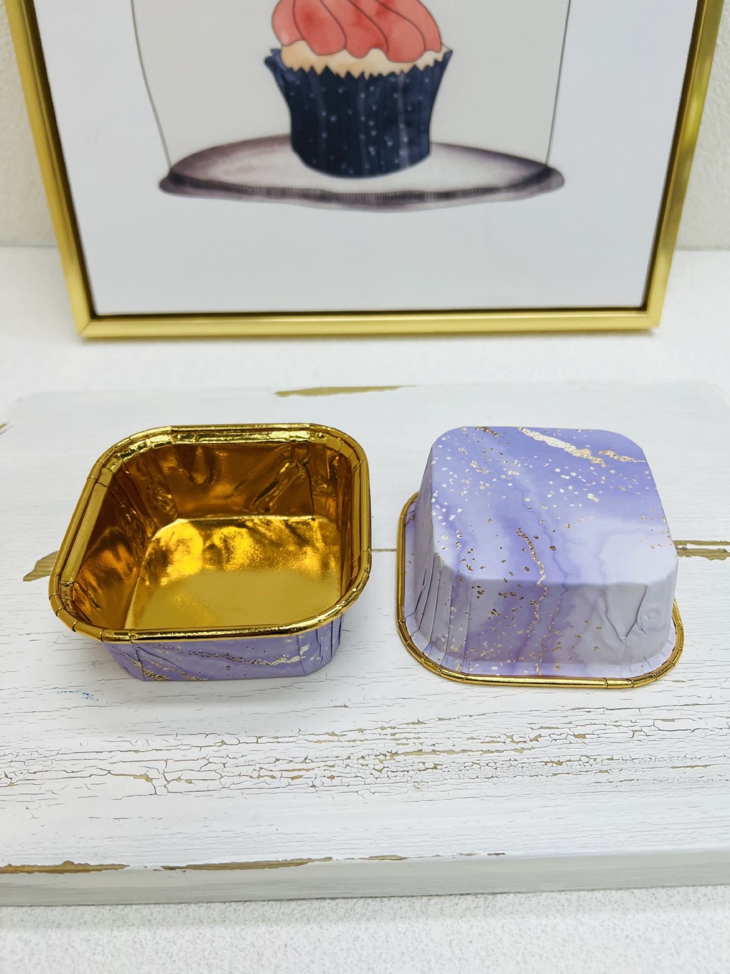 Marble Series Square Baking paper cups-disposable Baking cupcake Dessert Cups Cake Baking supplies for Party Wedding Birthday