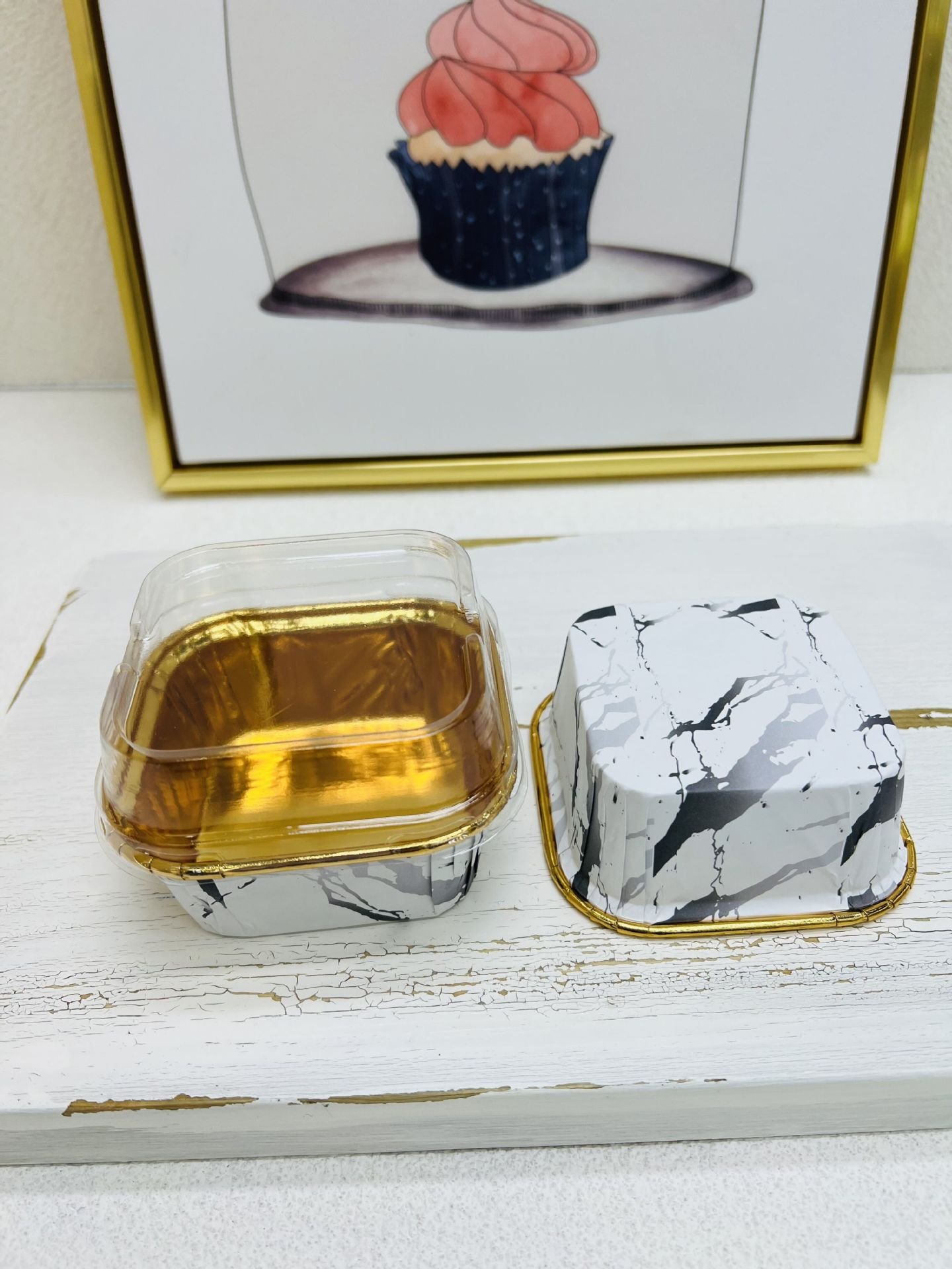 Marble Series Square Baking paper cups-disposable Baking cupcake Dessert Cups Cake Baking supplies for Party Wedding Birthday