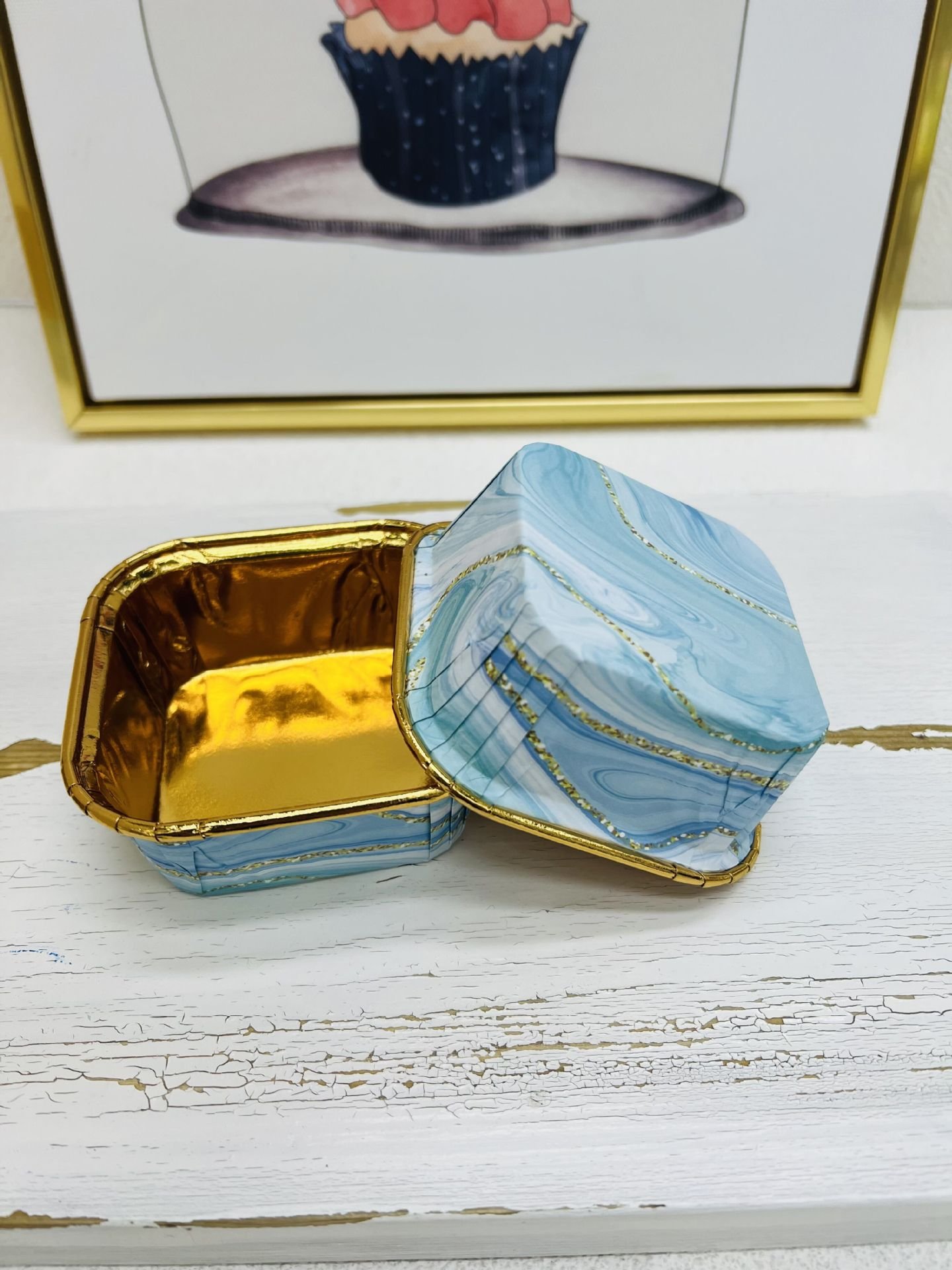 Marble Series Square Baking paper cups-disposable Baking cupcake Dessert Cups Cake Baking supplies for Party Wedding Birthday