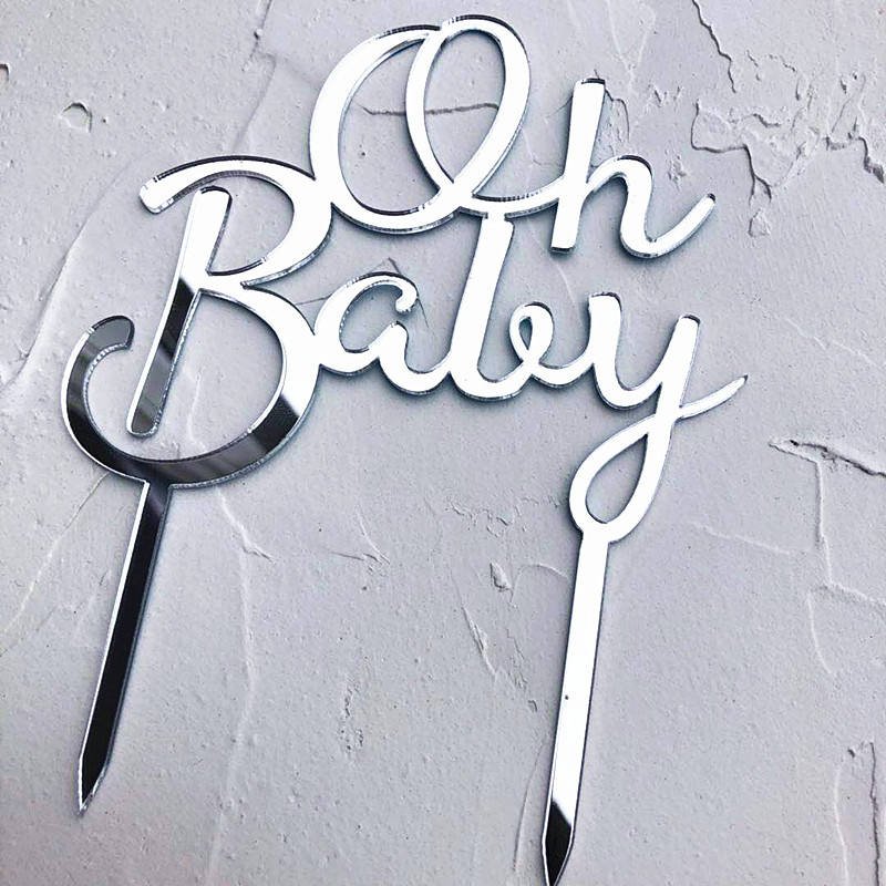 Acrylic Oh Baby Cake Topper Baby Shower Decorations Girls Boys Party Favors Decoration Supplies Baking Decor Accessories SQ293