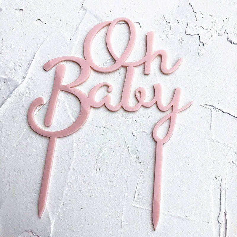 Acrylic Oh Baby Cake Topper Baby Shower Decorations Girls Boys Party Favors Decoration Supplies Baking Decor Accessories SQ293