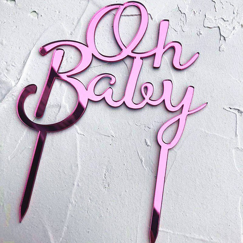 Acrylic Oh Baby Cake Topper Baby Shower Decorations Girls Boys Party Favors Decoration Supplies Baking Decor Accessories SQ293