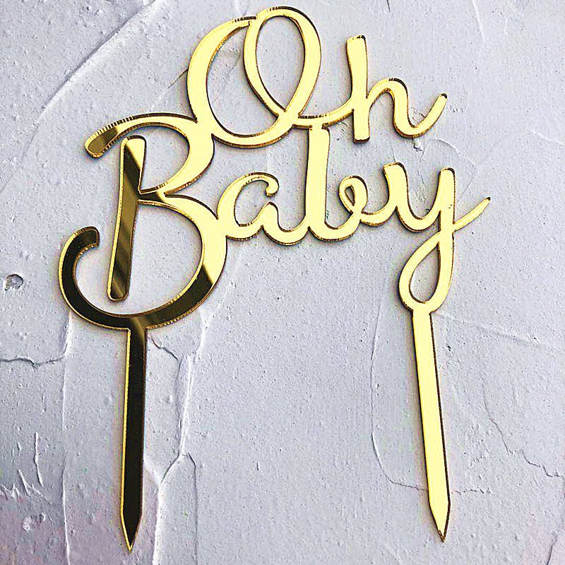 Acrylic Oh Baby Cake Topper Baby Shower Decorations Girls Boys Party Favors Decoration Supplies Baking Decor Accessories SQ293