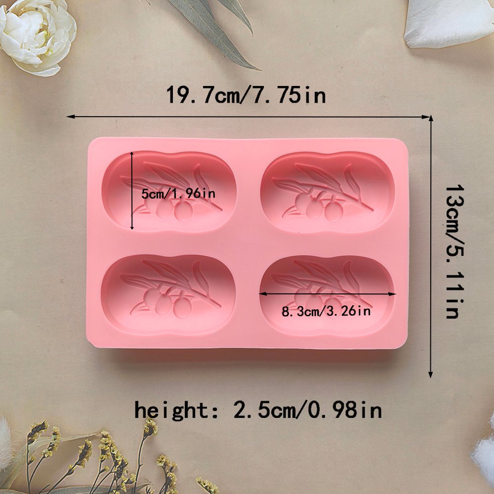 4 Cavities Oval Olive Tree Silicone Soap Mold DIY Soap Making Kits Handmade Cake Candle Mold Gifts Craft Supplies Home Decor