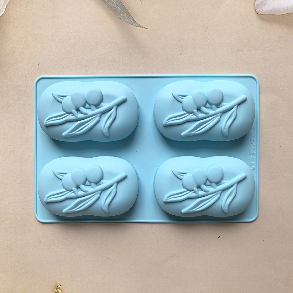 4 Cavities Oval Olive Tree Silicone Soap Mold DIY Soap Making Kits Handmade Cake Candle Mold Gifts Craft Supplies Home Decor