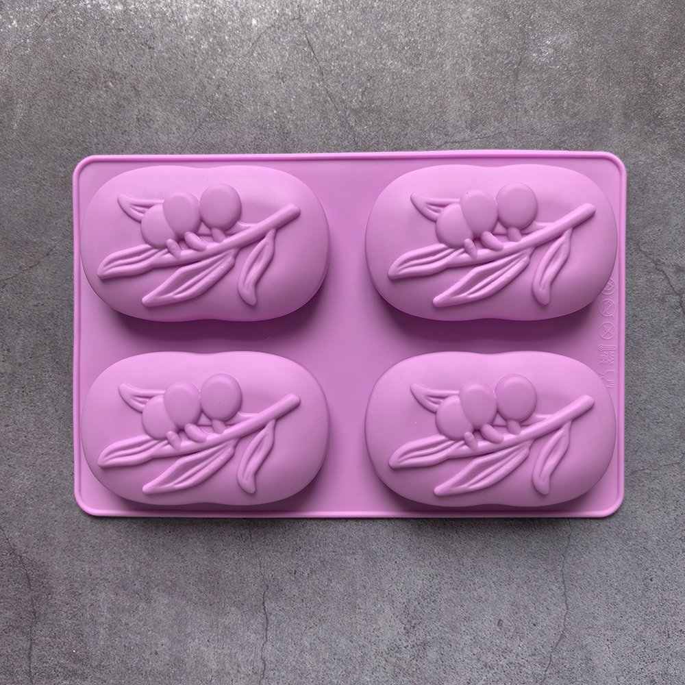 4 Cavities Oval Olive Tree Silicone Soap Mold DIY Soap Making Kits Handmade Cake Candle Mold Gifts Craft Supplies Home Decor