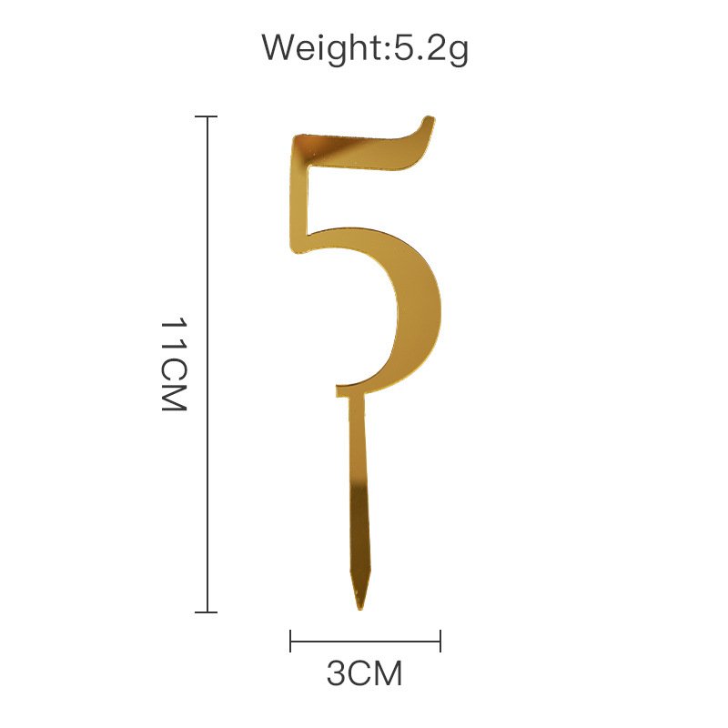 Hot Selling Gold Acrylic Cake Topper Happy Birthday Number for Decorative Cake Decoration for Parties cake decorating supplies