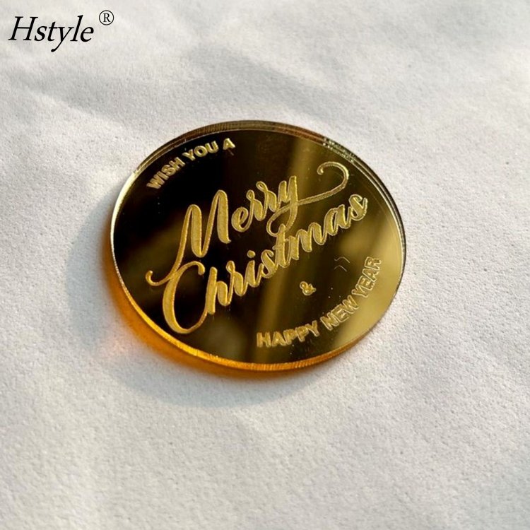 Merry Christmas Mirror Engraved Cake Topper It's The Most Wonderful Time of The Year Cake Toppers for Xmas New Year PQ148