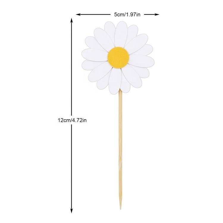 24pcs /set Daisy Flower Cake Picks Groovy Flower Cake Decorations