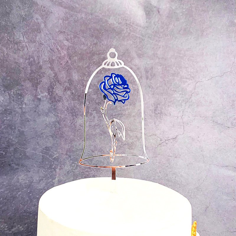 wholesale 2024 new rose love cake decorating Valentine day gold silver rose flower acrylic cake decorating toppers