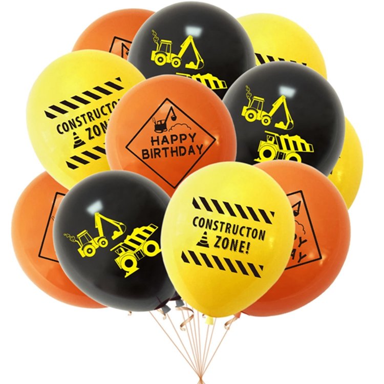Engineering Vehicle Birthday Theme Cake Topper Latex Balloon Set Kids Party Excavator Banner Party Decoration Supplies X4045