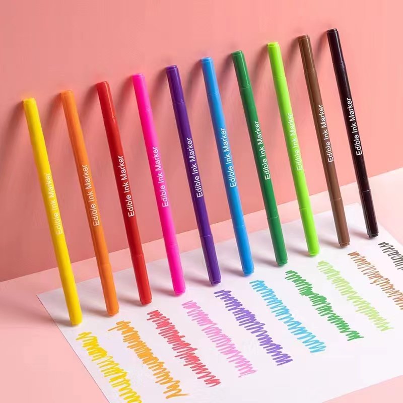 New 10Pcs Edible Food Coloring Marker Pens Food Grade cake drawing decoration birthday cake tools pens
