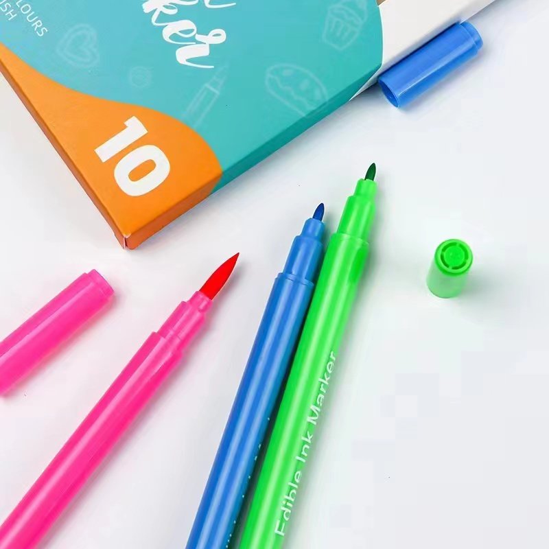 New 10Pcs Edible Food Coloring Marker Pens Food Grade cake drawing decoration birthday cake tools pens