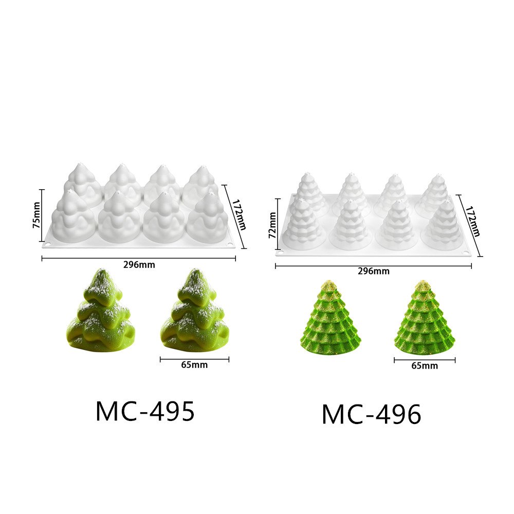 AK 8 Cavity Christmas Tree Chocolate Silicone Cake Molds for Candles Resin Soap Ice Cream Silicon Mold Mousse Cake Decoration