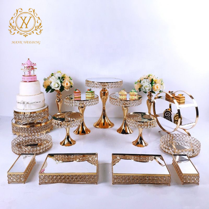 Silver Series Electroplated Metal Tall Cake Stand Set Wedding Tray Dessert Snack Display Table Mirror Style 3-16 Piece Set