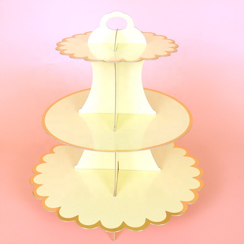 DAMAI Cake Stand Three Layers Hot Stamping Bronzing Cardboard Dessert Table Party Supplies for Wedding Birthday Decorations
