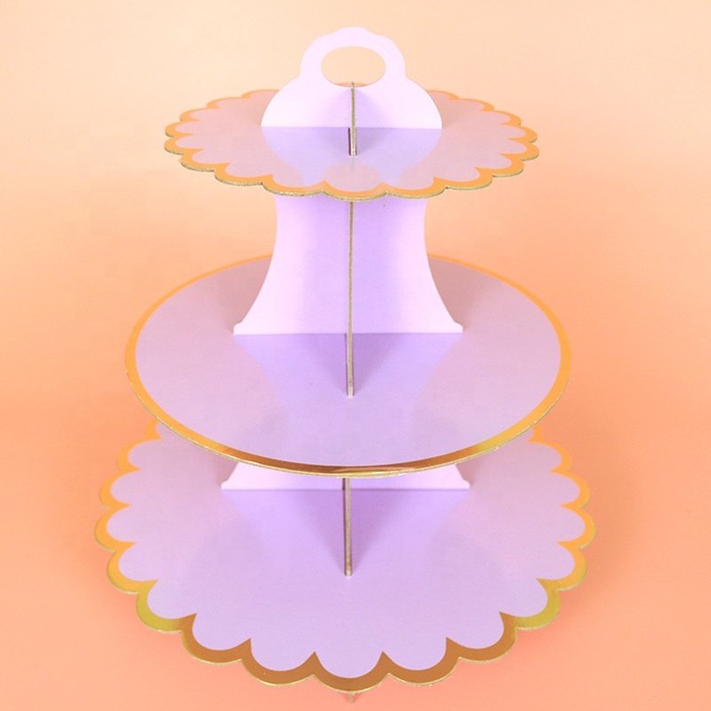 DAMAI Cake Stand Three Layers Hot Stamping Bronzing Cardboard Dessert Table Party Supplies for Wedding Birthday Decorations