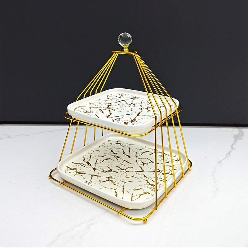 New Design INS Creative Cake Decorations Birthday Party Supply Dessert Rack Afternoon Tea Iron Ceramics Multitier Cake Stand