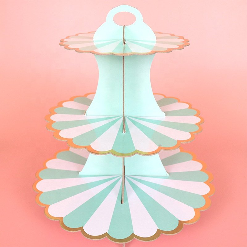 DAMAI 3 Layers Colorful Paper Cake Stand Cupcake Cardboard Stand for Birthday Party Wedding Decoration Party Supplies
