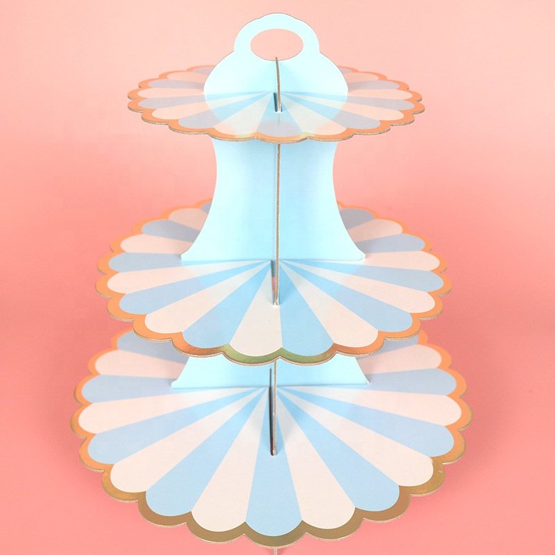 DAMAI 3 Layers Colorful Paper Cake Stand Cupcake Cardboard Stand for Birthday Party Wedding Decoration Party Supplies