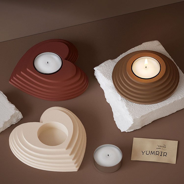 YS Candlestick Silicone Molds Circular Terraced Love Terrace Steps Base Molds Plaster Cement Holder Mould Home Decorations