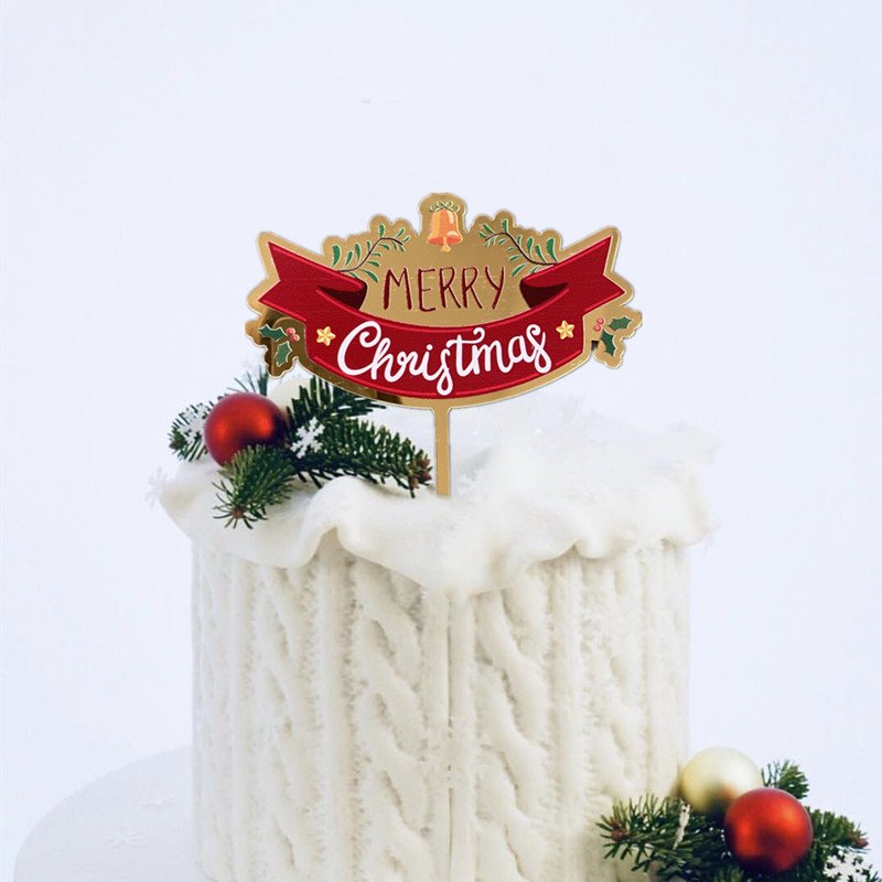 Flower leaf christmas cake decoration plug-in color printed acrylic cake table plug-in toppers cake acrylic