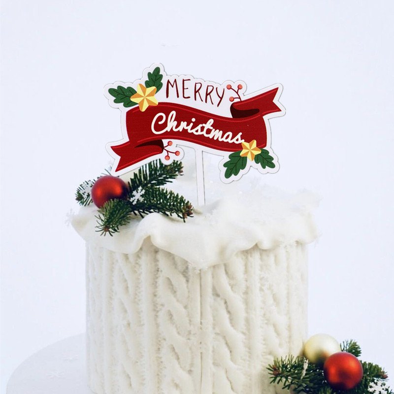 Flower leaf christmas cake decoration plug-in color printed acrylic cake table plug-in toppers cake acrylic