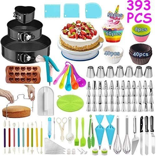 New Arrival 393 Pcs Cake Decorating Supplies Cupcake Dessert Decorate Kit Icing Baking Pastry Tools Molds Set