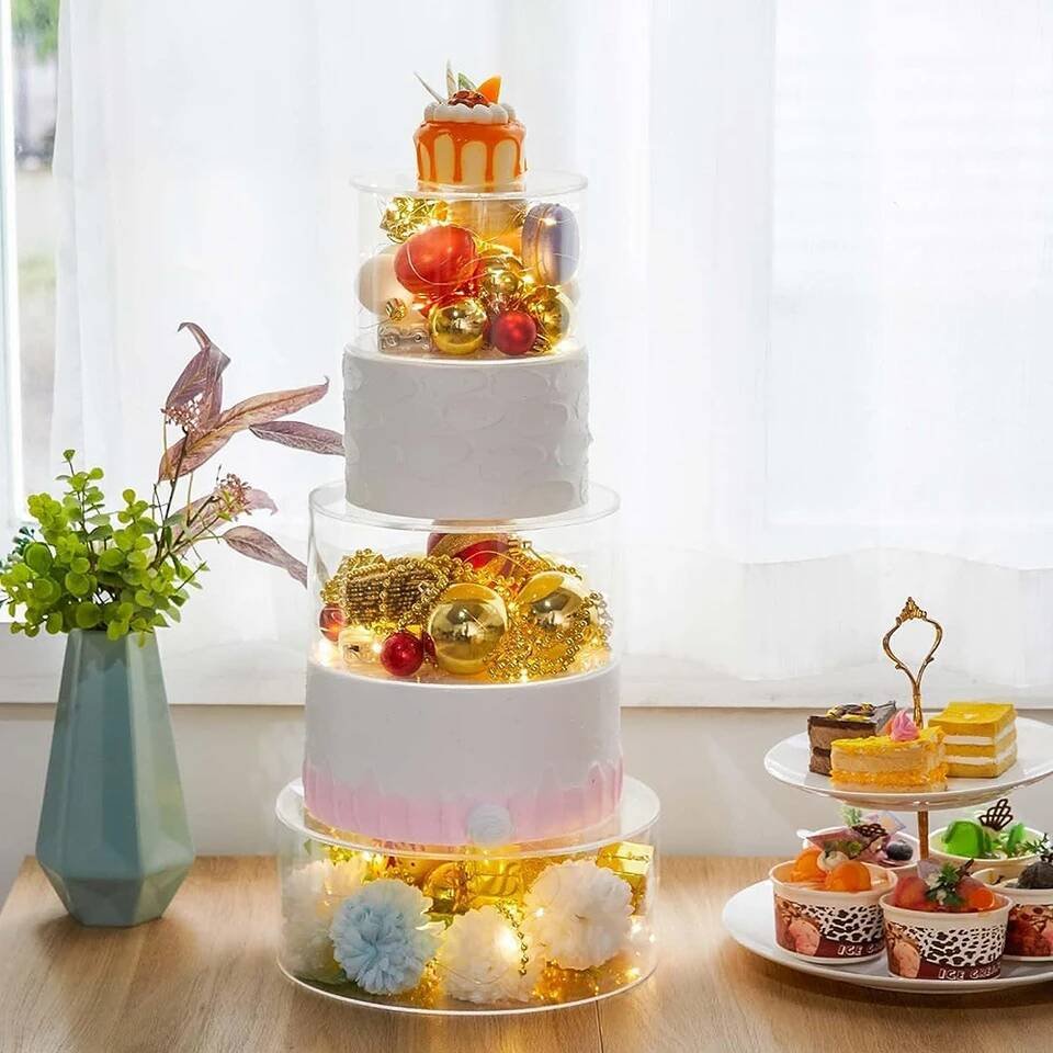 Popular Transparent Acrylic CakeRack Supplies Cake Stand Display Stand Dessert Stand Wedding Decoration Carton Customized