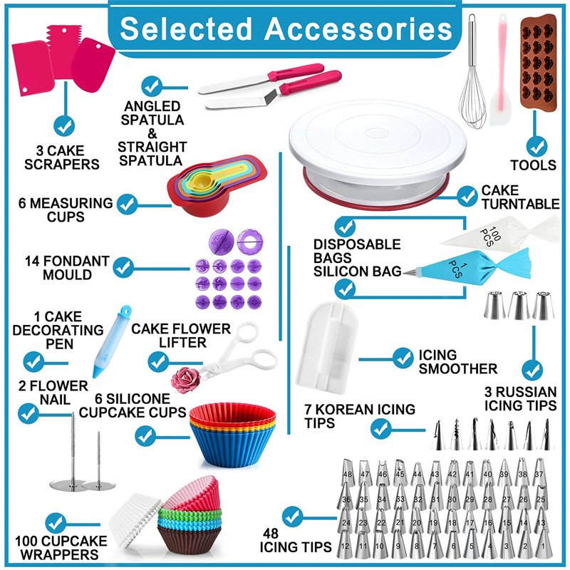 308pcs cake decorating supplies Cake Decorating Tools Kit Baking Pastry Tools Baking Accessories cake turntable set
