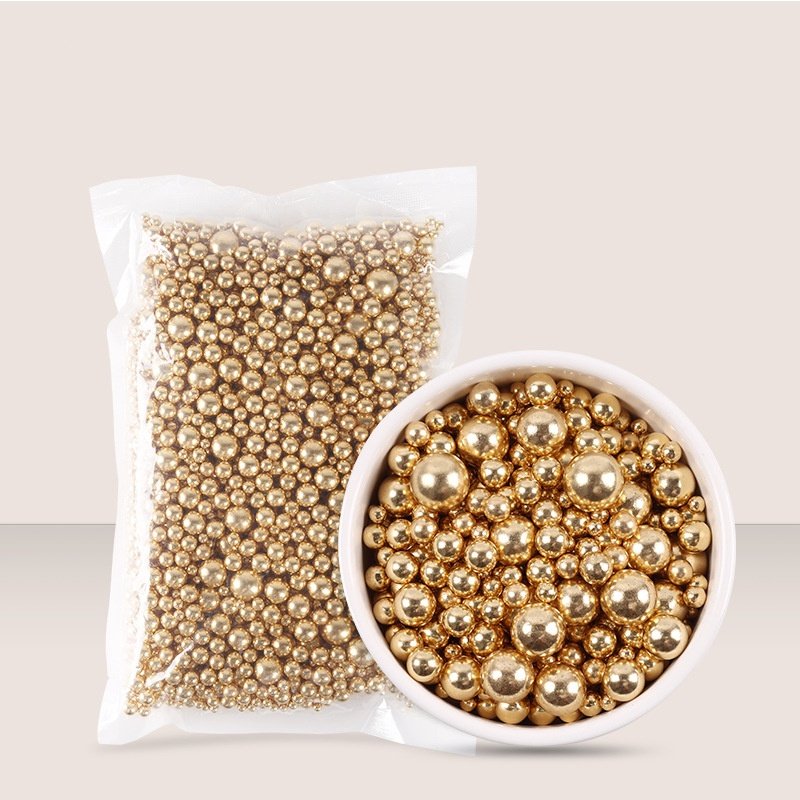 10mm Shiny Gold Pearls Edible Sugar Sprinkle Sugar Balls For Cake Accessories Dessert Decorations
