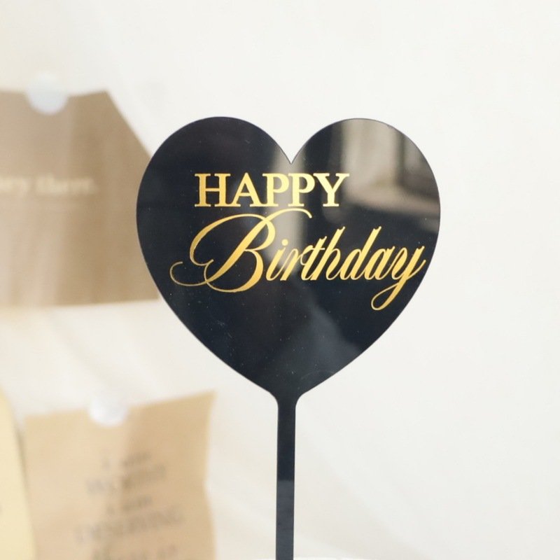 Hot Selling Round Heart Multicolor Acrylic Happy Birthday Cake Decoration Supplies Cake Accessories For Baby Shower Cake Topper