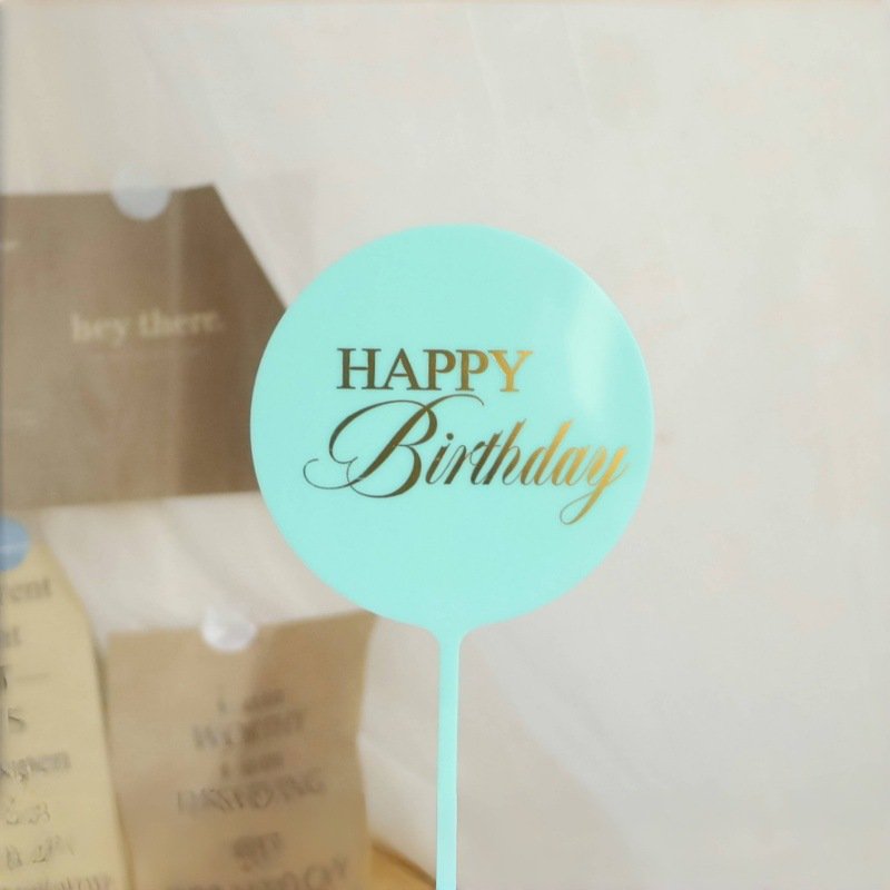 Hot Selling Round Heart Multicolor Acrylic Happy Birthday Cake Decoration Supplies Cake Accessories For Baby Shower Cake Topper