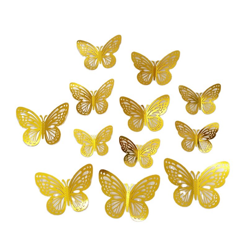 3D Colorful Hollow Paper Butterfly Cake Topper Set Happy Birthday Wedding Party Cake Decorating Supplies Baking Decorating tools