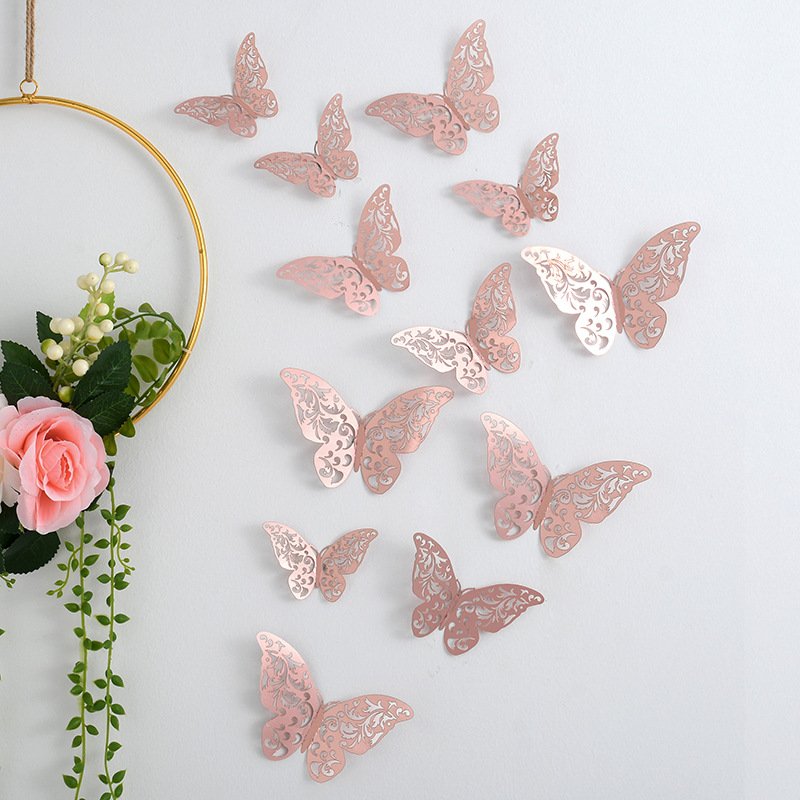 3D Colorful Hollow Paper Butterfly Cake Topper Set Happy Birthday Wedding Party Cake Decorating Supplies Baking Decorating tools