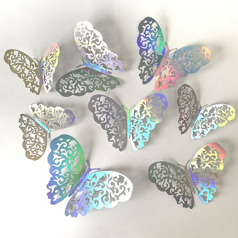 3D Colorful Hollow Paper Butterfly Cake Topper Set Happy Birthday Wedding Party Cake Decorating Supplies Baking Decorating tools