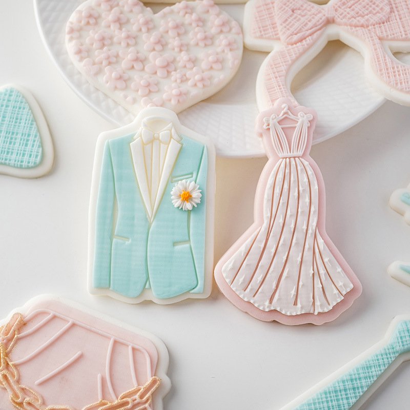 Saffron 20 designs wedding decoration Fondant Moulds Embosser cookie cutter acrylic board stamp rings cake wedding dresses