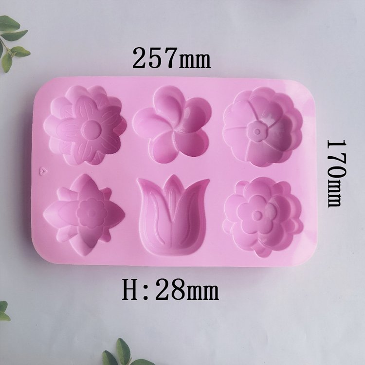 6 Cavities Tulip Flower Cake Decorating Supplies Molds Personalized Soap Making Mould Silicone Cake Mold