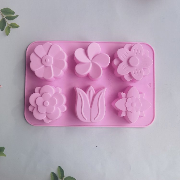 6 Cavities Tulip Flower Cake Decorating Supplies Molds Personalized Soap Making Mould Silicone Cake Mold